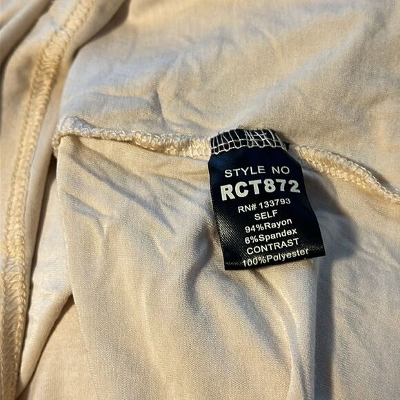 POL - Sweetheart Eyelash Lace Sleeve Shirt sz Small in TAN/Cream color - Picture 9 of 9